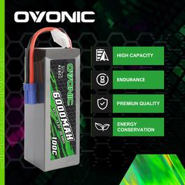 Ovonic Rebel 100C 14.8V 6000mAh 4S EC5 Plug For Arrma Outcast Kraton 8S Truck.