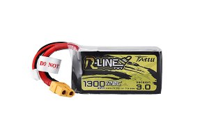 Tattu R-Line 1300mAh 22.2V 120C 6S1P Lipo Battery Pack with XT60 Plug for racing drone.