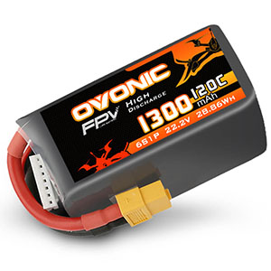 Ovonic 120C 6S 1300mAh 22.2V LiPo Battery Pack For FPV Racing - XT60 Plug