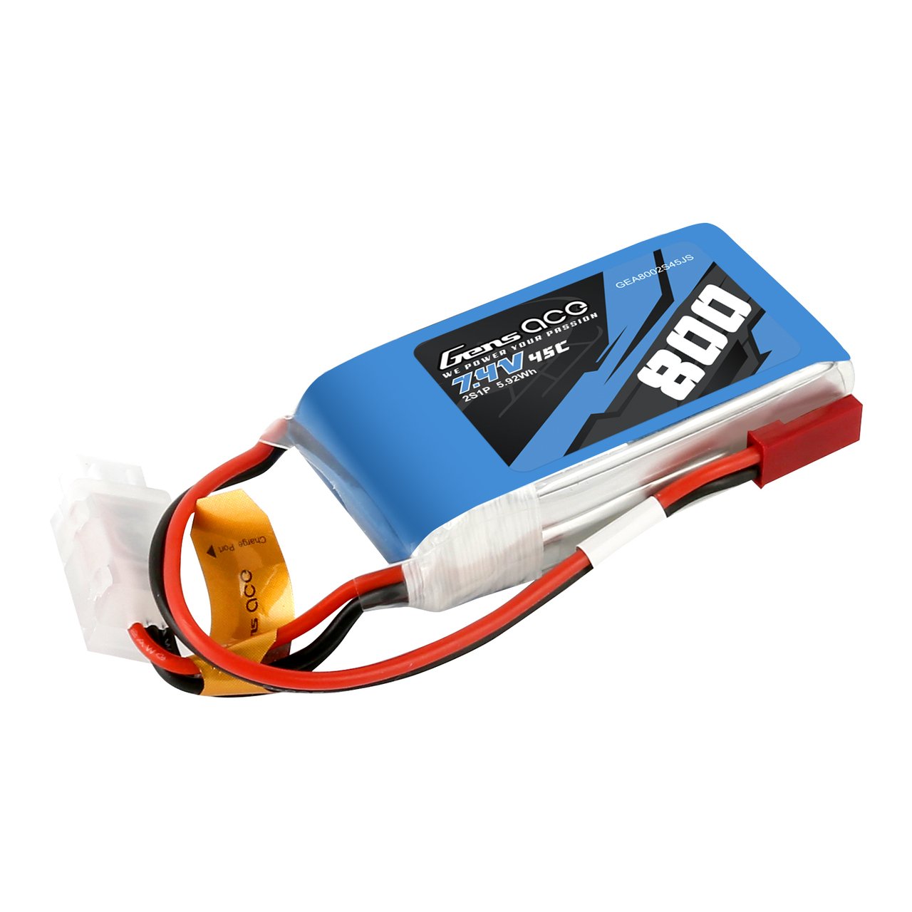 Gens Ace 800mAh 2S 7.4V 45C Lipo Battery Pack With JST-SYP Plug for Axial Scx24 Upgrade