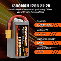 Ovonic 120c 1300mah 6s lipo battery for racing and freestyle