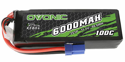 Ovonic Rebel 100C 3S 6000mAh 11.1V LiPo Battery for ARRMA 3S&6S- EC5 Plug