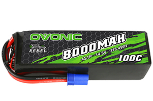 Ovonic Rebel 100C 14.8V 8000mAh 4S Lipo Battery EC5 For ARRMA 4S & 8S